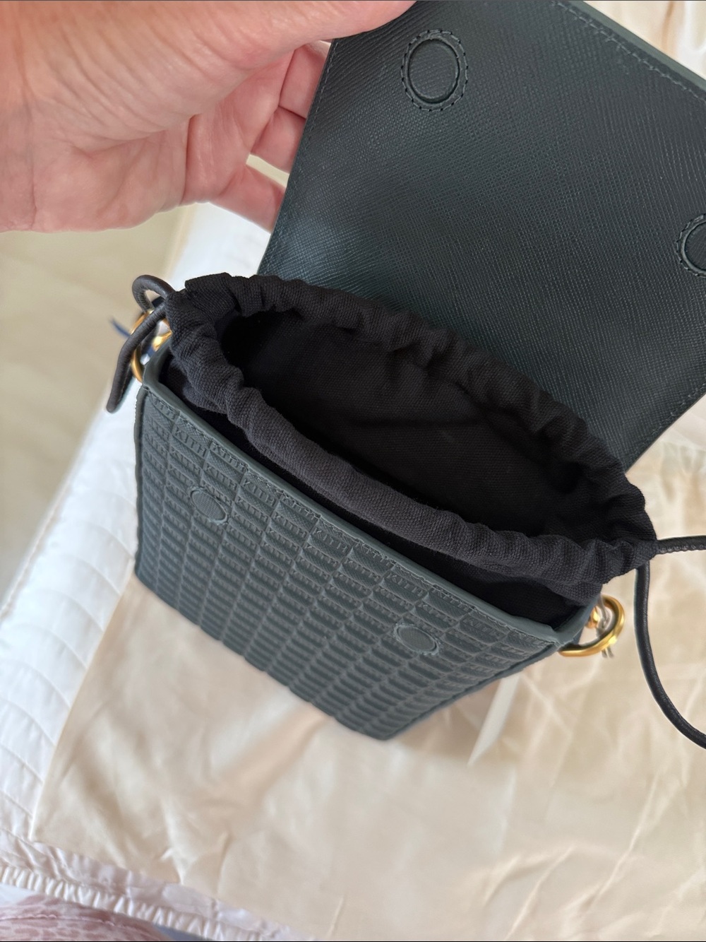 Kith Dark Green Embossed Crossbody with Gold Hardware - Picture 4 of 7